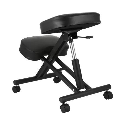 Sedia ergonomica da ginocchio con altezza regolabile e sedile imbottito - Nero