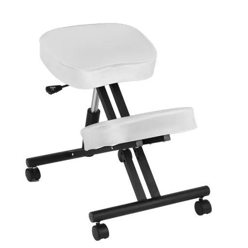 Sedia ergonomica da ginocchio con altezza regolabile e sedile imbottito - Bianco