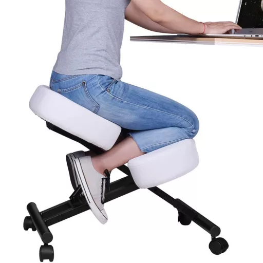 Sedia ergonomica da ginocchio con altezza regolabile e sedile imbottito - Bianco