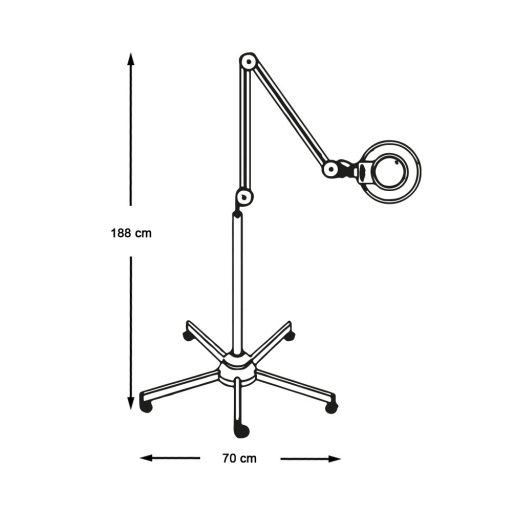 Supporto cosmetico ingranditore a LED con altezza regolabile e ruote