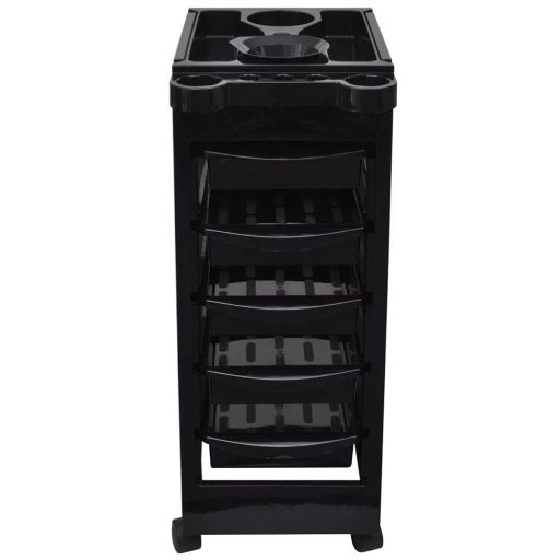 Carrello per parrucchieri a 5 cassetti con supporto per phon e ciotola per mescolare