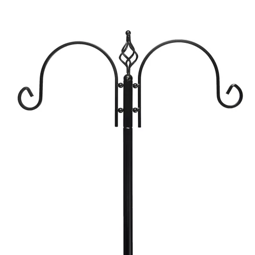 Feeder per uccelli in metallo alto 230 cm con 4 ganci e 2 ciotole
