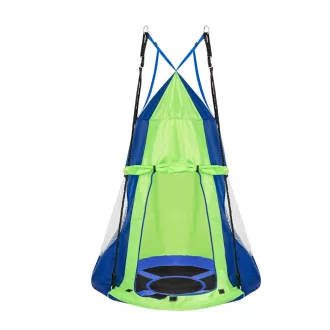   Altalena a nido 110 cm con tenda - Altezza regolabile, uso interno/esterno, capacità 100 kg