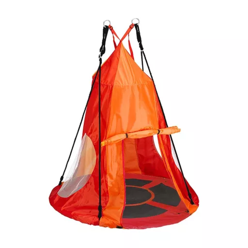 Altalena a nido 110 cm con tenda - Altezza regolabile, uso interno/esterno