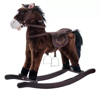   Cavallo a dondolo musicale in peluche per bambini con struttura in legno - Capacità di 30 kg, 2 colori
