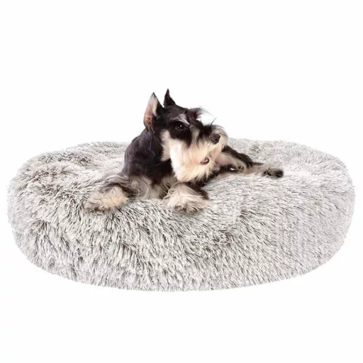 Letto per animali domestici in morbido peluche per cani e gatti - 60 cm, con copertura removibile, grigio
