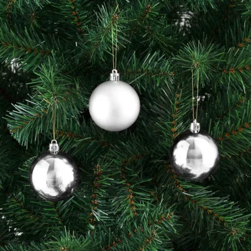 Set di decorazioni per albero di Natale da 112 pezzi in argento - Decorazioni eleganti e festive