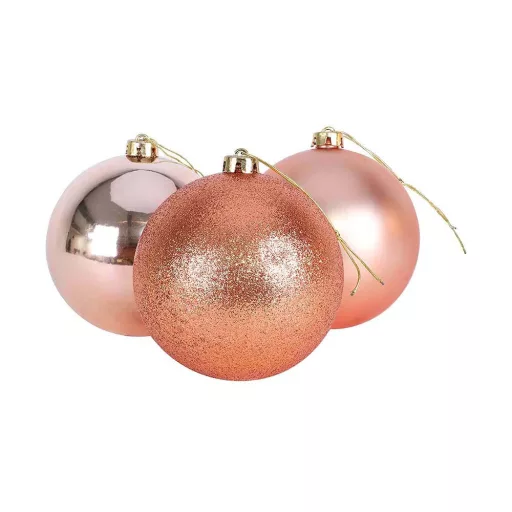 Set di decorazioni per albero di Natale in oro rosa da 112 pezzi con varie dimensioni e finiture