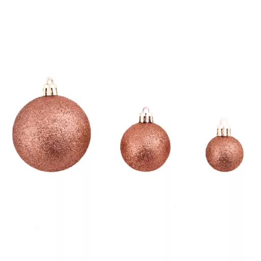 Set di decorazioni per albero di Natale in oro rosa da 112 pezzi con varie dimensioni e finiture