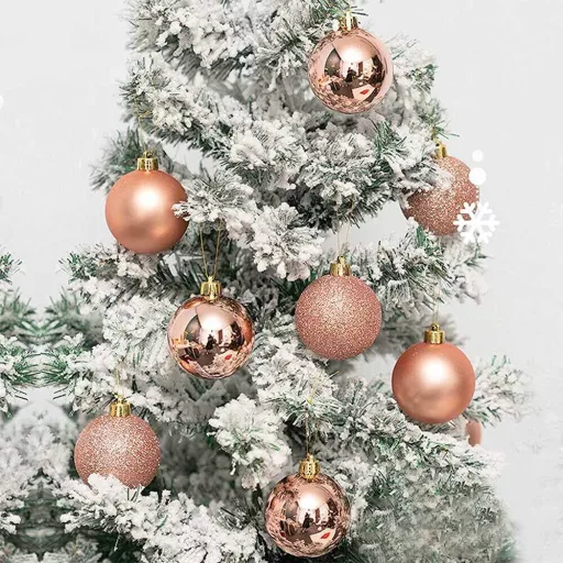 Set di decorazioni per albero di Natale in oro rosa da 112 pezzi con varie dimensioni e finiture