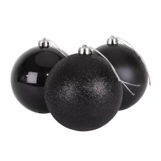   Set di decorazioni natalizie nere da 112 pezzi con palline opache, lucide e brillanti