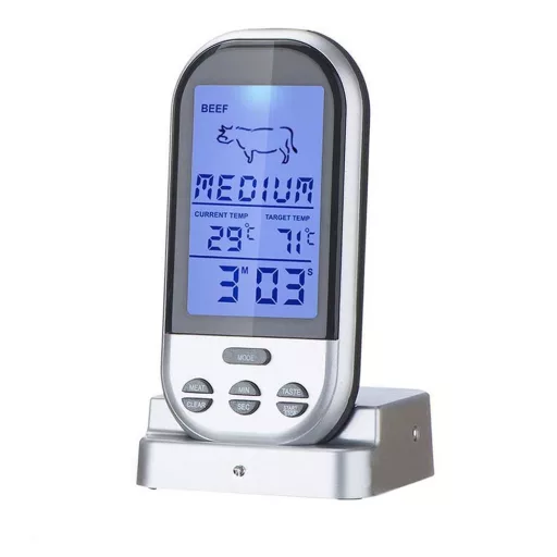Termometro per carne multifunzionale con allarme e retroilluminazione, intervallo da 0°C a 250°C