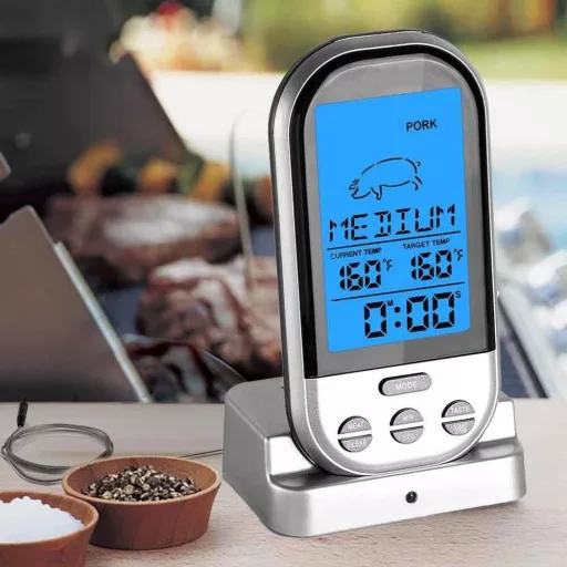 Termometro per carne multifunzionale con allarme e retroilluminazione, intervallo da 0°C a 250°C