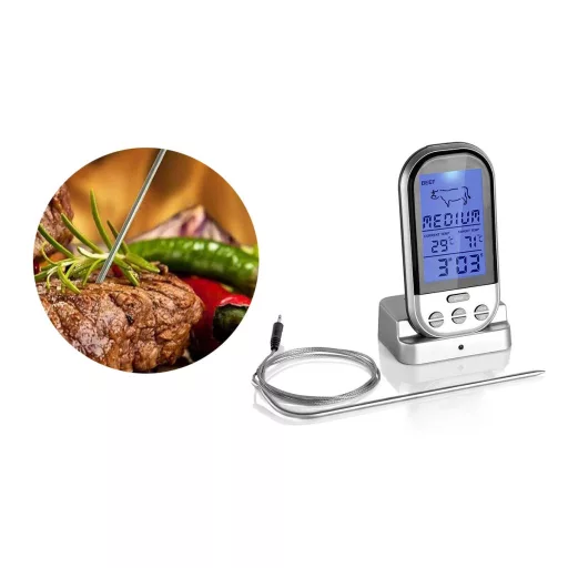 Termometro per carne multifunzionale con allarme e retroilluminazione, intervallo da 0°C a 250°C