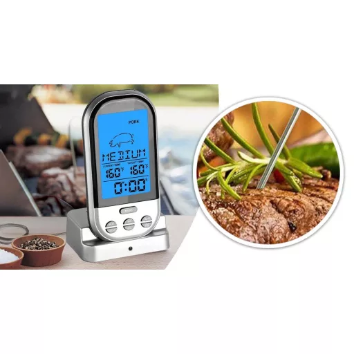 Termometro per carne multifunzionale con allarme e retroilluminazione, intervallo da 0°C a 250°C