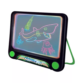   Tavola da disegno illuminata con pennarelli neon e occhiali 3D - Temi oceano, dinosauro e unicorno