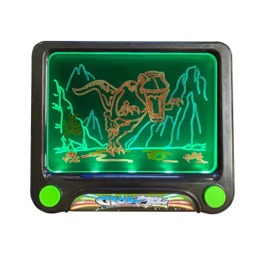 Tavola da disegno illuminata con pennarelli neon e occhiali 3D - Temi unicorno, dinosauro e spazio