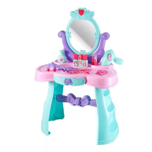 Tavolo da trucco per bambini con specchio regolabile e accessori cosmetici