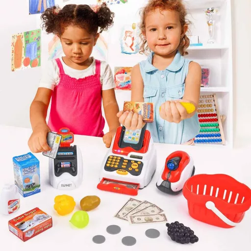 Gioco del Registratore di Cassa per Bambini con Effetti Sonori e Luminosi - 24 Pezzi
