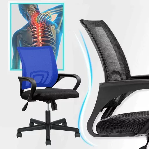 Sedia da ufficio girevole ergonomica con braccioli, schienale in rete, altezza regolabile - Vari colori