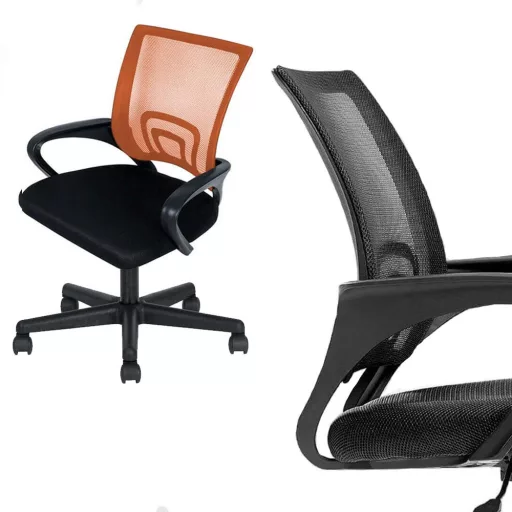 Sedia da ufficio ergonomica con braccioli - schienale in rete, altezza regolabile, rotazione a 360°, diversi colori