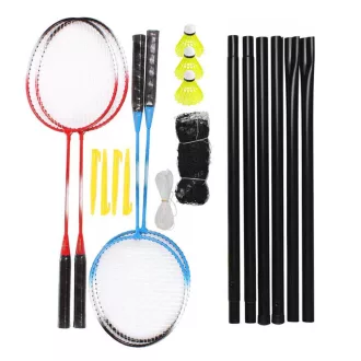 Set di Badminton Portatile con Rete, 4 Racchette e 3 Volani