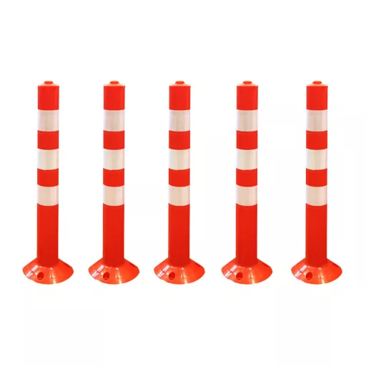 Set di 5 coni stradali in plastica impermeabili con strisce riflettenti