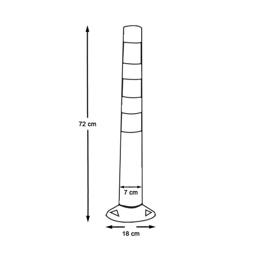 Set di 5 coni stradali in plastica impermeabili con strisce riflettenti