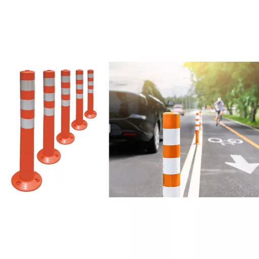 Set di 5 coni stradali in plastica impermeabili con strisce riflettenti