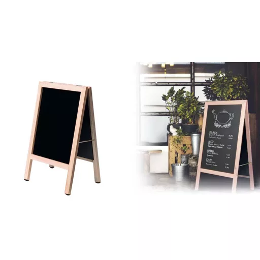 Insegna a doppia faccia con cornice in legno - 40x60cm, pieghevole e portatile