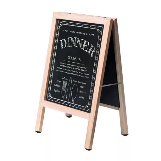 Insegna a doppia faccia con cornice in legno - 40x60cm, pieghevole e portatile