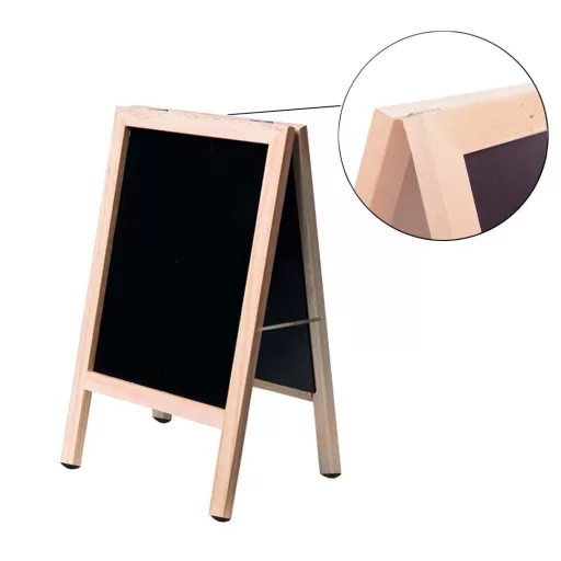 Insegna a doppia faccia con cornice in legno - 40x60cm, pieghevole e portatile