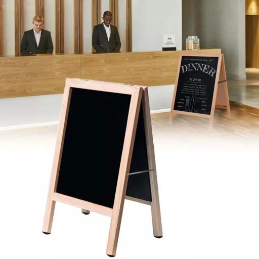 Insegna a doppia faccia con cornice in legno - 40x60cm, pieghevole e portatile