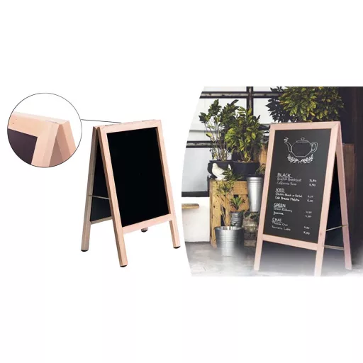 Insegna a doppia faccia con cornice in legno - 40x60cm, pieghevole e portatile