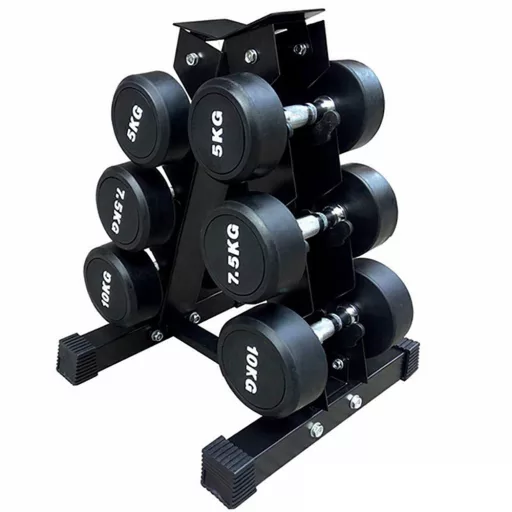 Supporto per manubri per 3 coppie, capacità di 120 kg, design salvaspazio