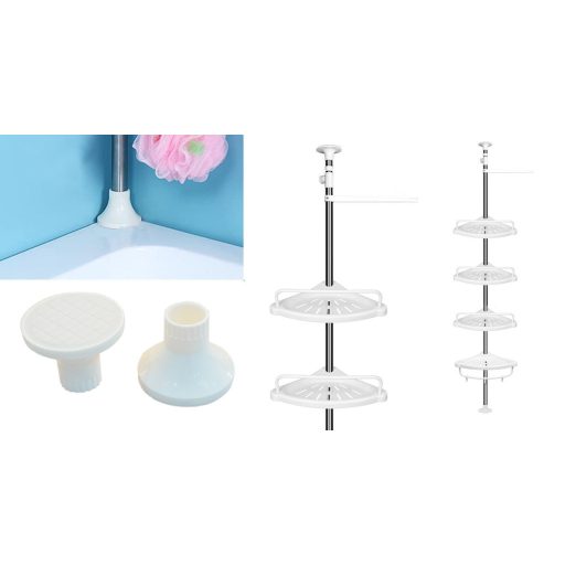 Mensola da bagno telescopica regolabile con 4 ripiani portanti e porta asciugamani