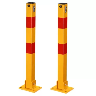   Set di pali barriera parcheggio pieghevoli - 2 colonne in acciaio durevoli con strisce riflettenti e sistema di bloccaggio