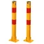 Set di pali barriera parcheggio pieghevoli - 2 colonne in acciaio durevoli con strisce riflettenti e sistema di bloccaggio