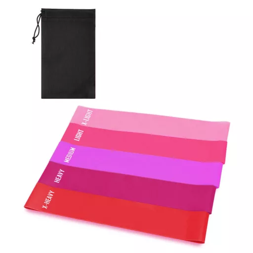 Set di bande di resistenza da 5 pezzi per fitness domestico - Diverse forze, Rosa