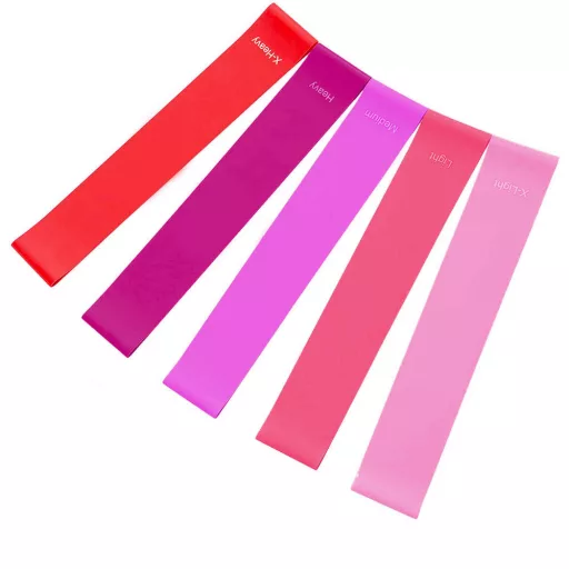 Set di bande di resistenza da 5 pezzi per fitness domestico - Diverse forze, Rosa