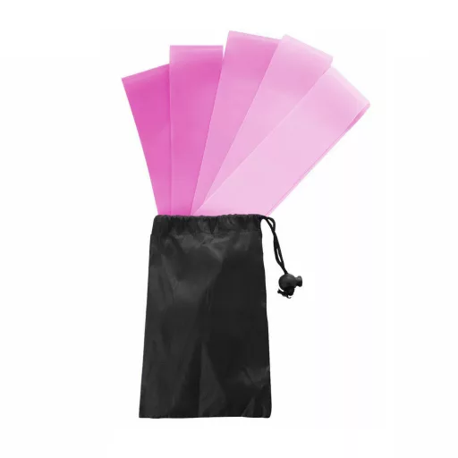 Set di bande di resistenza da 5 pezzi per fitness domestico - Diverse forze, Rosa