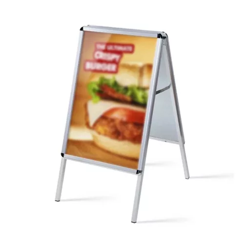 Insegna A-Frame in alluminio resistente alle intemperie con supporto per poster e superficie scrivibile