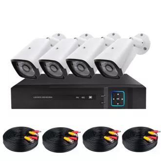   Sistema di sicurezza AHD cablato a 4 telecamere - Full HD, visione notturna, accesso remoto