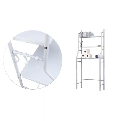 Scaffale da muro a 3 ripiani con ganci - Design salvaspazio per bagno o lavanderia