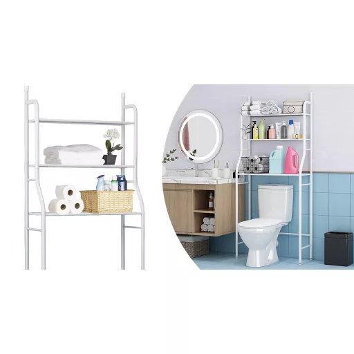 Scaffale da muro a 3 ripiani con ganci - Design salvaspazio per bagno o lavanderia