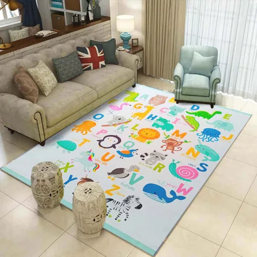 Tappeto da gioco per bambini 130x180 cm - Morbido, Antiscivolo con Motivi Divertenti