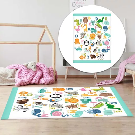Tappeto da gioco per bambini 130x180 cm - Morbido, Antiscivolo con Motivi Divertenti