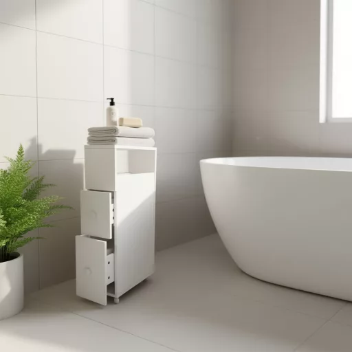 Mobiletto di stoccaggio stretto con 2 cassetti - Design moderno in MDF