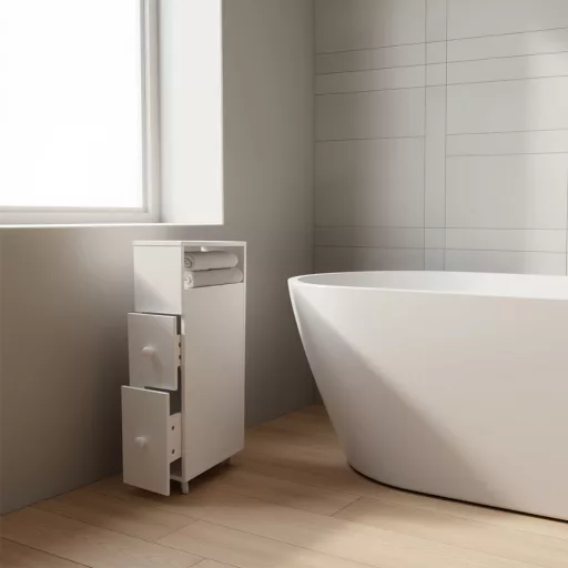 Mobiletto di stoccaggio stretto con 2 cassetti - Design moderno in MDF