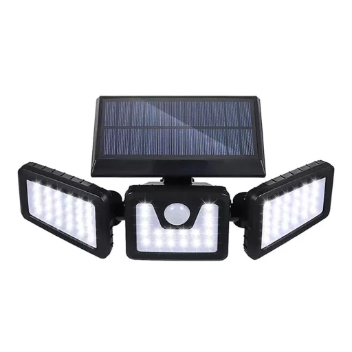 Lampada solare LED a 3 pannelli con sensore di movimento, 1500 lumen, impermeabile IP65